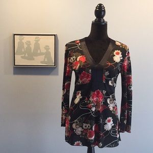 Light Asian Inspired Blouse with Satin Detail